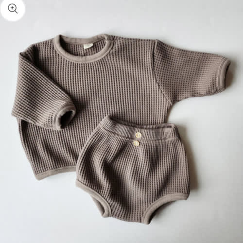 Baby Nunu Big Waffle Top and Bloomer Shorts Set (3-18m)- 3 Colors | AT NOON STORE