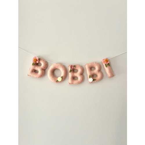 Floral felt baby name bunting Large name garland nursery decor for girls name sign for nursery personalised gift for baby shower gift