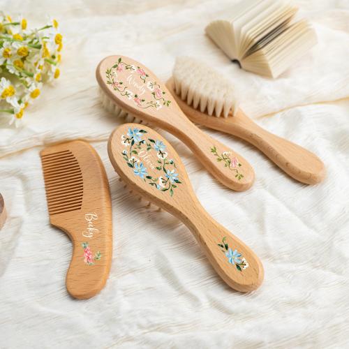 Personalized Baby Brush and Comb Set, Wooden Baby Hairbrush, Custom Name Brush, Newborn Gift, Baby Shower Gift, Baby Keepsake, New Mom Gift