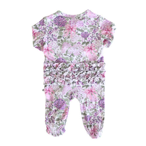 Ruffle Zipper Footie in Lavender Lullaby | Caden Lane