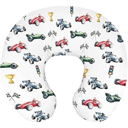 Cute Race Trophy Flag Traffic Light Nursing Pillow Cover Stretchy and Soft for Baby Girls Boys Transportation Vehicles Nursing Cover for Breastfeeding for Newborn Infant