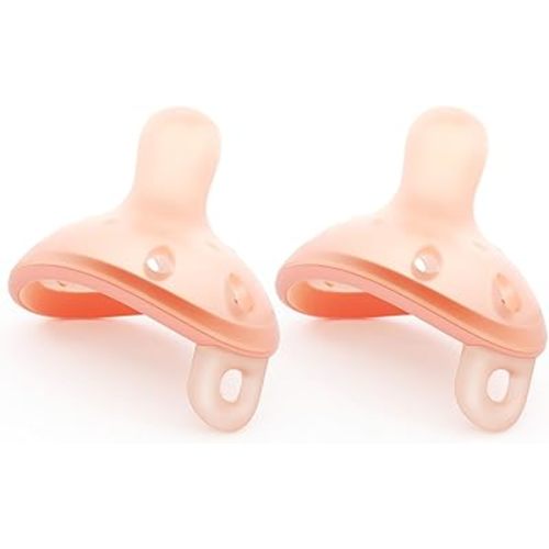 Baby Pacifiers 1-6 Months Breast Like Shape Pacifiers BPA-Free One-Piece Silicone Newborn Pacifier for Breastfed Babies, 2pcs