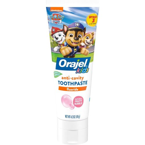 Orajel Kids Paw Patrol Anti-Cavity Fluoride Toothpaste, Natural Fruity Bubble Flavor, 4.2oz Tube