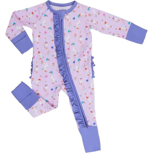 LollyBanks Baby Pajamas, Long Sleeve Baby Romper with 2-Way Zipper, 95% Viscose from Bamboo and 5% Spandex, Infant Sleepers