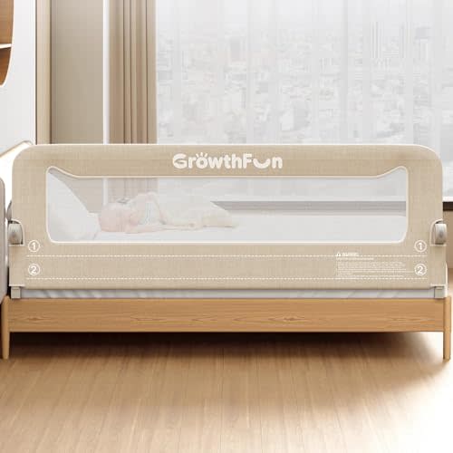 Foldable Bed Rail for Toddlers, 71in Reinforced Carbon Steel Frame&Connectors, Breathable Cationic Fabric, Safety Toddler Bed Rails for Queen, King, Twin, Full, No-Tool Setup.