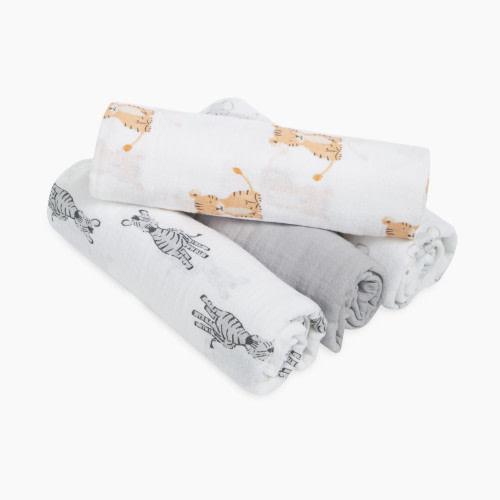 Babylist Swaddle Box Components - Essentials Cotton Muslin Swaddle--Safari Babes Assorted