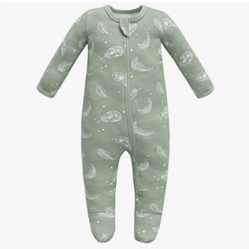 Owlivia Baby Footed Pajamas 0-18M, Organic Cotton Zip Sleeper, Long Sleeve