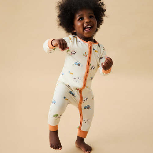 Farmyard Clever Zip Snug Fit Pajamas Farm Print / 9 - 12 M