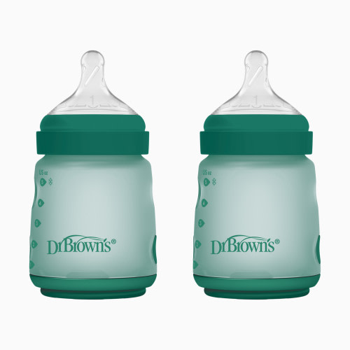 Dr. Brown's Options+ Wide-Neck Silicone Baby Bottles - Green, 5 Oz