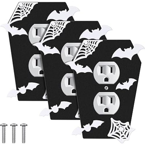 Peryiter 3 Pieces Bat Gothic Coffin Outlet Covers Wall Plate, Elegant Style