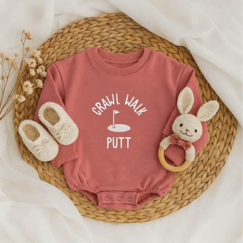 Crawl Walk Putt Baby Romper, Funny Golf Baby Outfit, Embroidered Baby Bodysuit, Golf Baby Shower Gift, Newborn Golf Clothes
