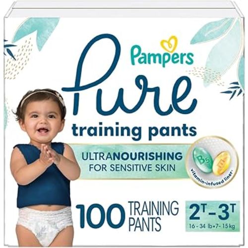 Pampers Pure Protection Training Underwear, Unisex, Size 2T3T, 100 Count, Premium, Hypoallergenic, Soft, Absorbent