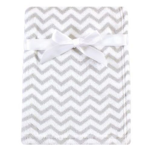 Luvable Friends Baby Coral Fleece Blanket, Gray Chevron, One Size