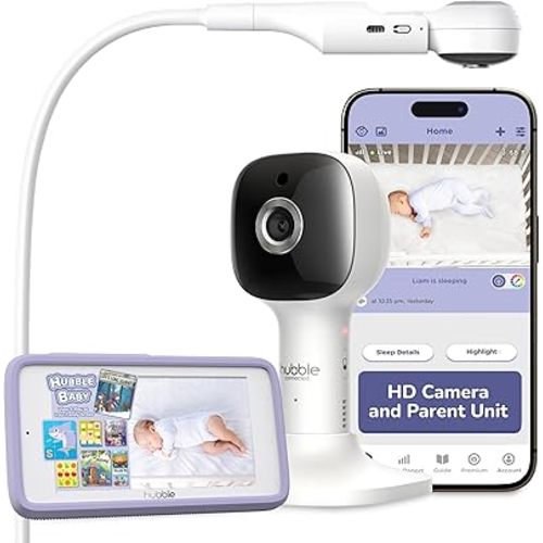 HUBBLE CONNECTED Nursery Pal Skyview Baby Monitor — 5in HD Baby Monitor with Camera and Audio, Remote Access via Smart Device, 7-Color Night Light, Sleep Trainer & Soother — Complete Nursery System