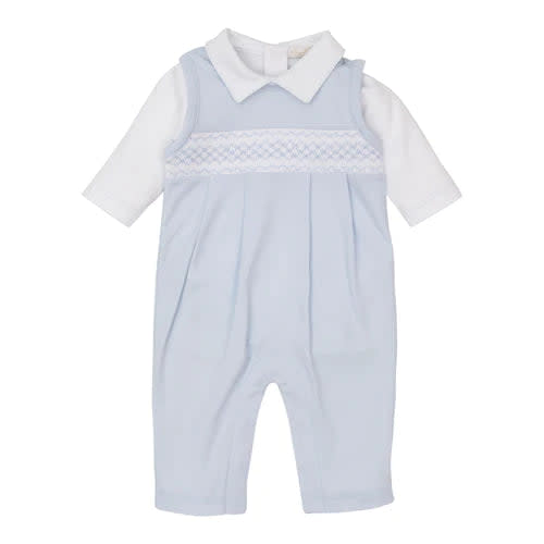 Kissy Kissy Blue Smocked Overall Set