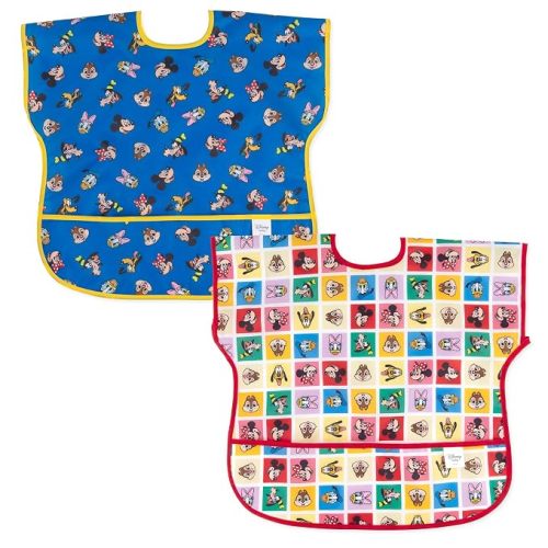 Bumkins Bibs for Girl or Boy, Baby, Toddler and Kids, Essential Must Have for Mess Free Eating, Short Sleeve, Disney Mickey & Friends MVP, 2-pack
