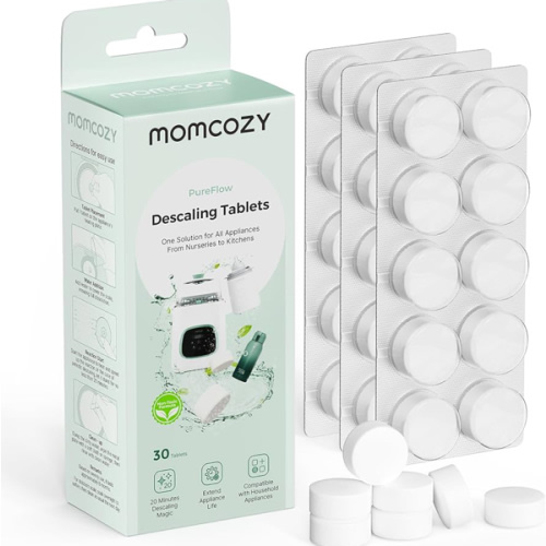 Momcozy Official Descaling Tablets, Compatible KleanPal Pro Baby Bottle Washer, Descaler for Milk & Limescale Removal, 30 Count