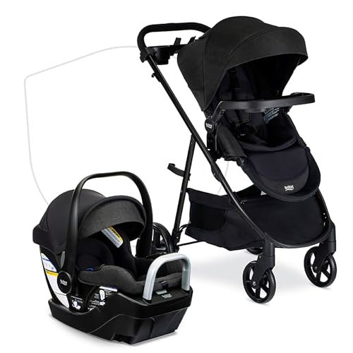 Britax Willow Brook S+ Travel System with Alpine Base — Raven Black | Car Seat Stroller Combo; Brook+ Stroller & Willow S Infant Car Seat; ClickTight; Stroller Insert; Parent & Child Trays