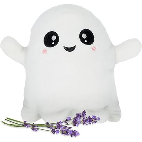 1i4 Group Glow in the Dark - Ghost - Microwavable & Weighted Plush Stuffed Animal - Heated Plushie for Warmth - Cute, Soft, Cozy Toy for Adults & Children (Boys, Girls, & Toddlers) by Warm Pals
