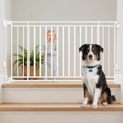 Baby Gate for Doorways&Top/Bottom of Stairs, 31-54"W Heavy Duty Dog Gate