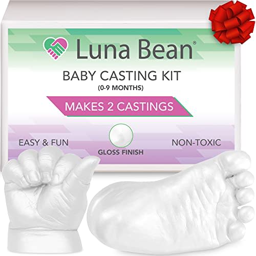 Luna Bean Baby Keepsake Hand Casting Kit - Plaster Hand Molding Casting Kit for Infant Hand & Foot Molding - Baby Casting Kit for First Birthday, Christmas & Newborn Gifts - (Clear Sealant - Gloss)