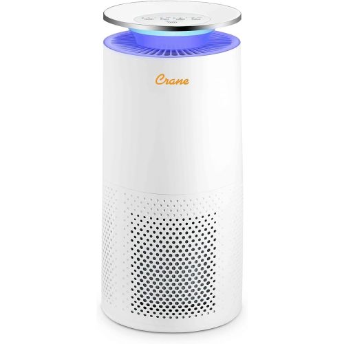 Crane Air Purifier with True HEPA Filter, UV Light, 500 Sq Feet Coverage, Timer Function, Sleep Mode, Built in Air Quality Monitor, EE-5069