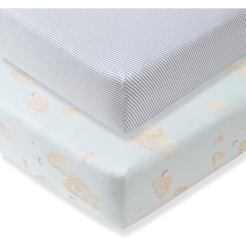 Burt's Bees Baby Essential Organic Cotton Fitted Crib Sheet, Breathable for Boy Girl Standard Crib & Toddler Mattresses