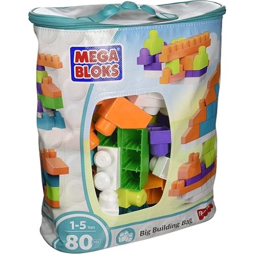 Gran bolsa de bloques de construcción Mega Bloks de 80 piezas, Azul claro