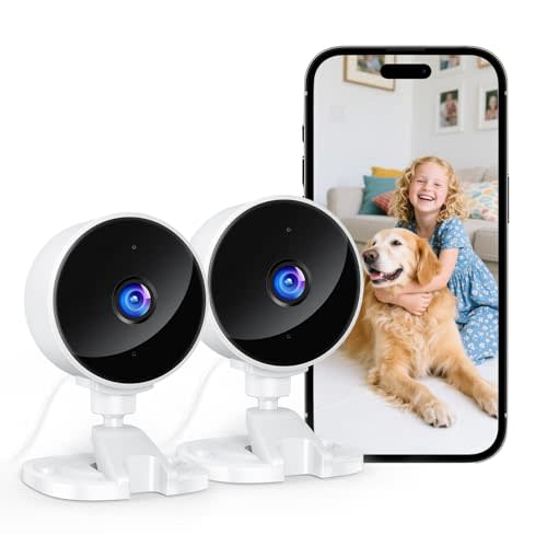 YOTON Indoor Security Camera for Baby Monitor, Home & Pets, 2.4GHz WiFi with Motion Detection, Night Vision, 2-Way Audio, Works with Alexa & Google Home, Local Storage or Optional Cloud, WS01(2-Pack)