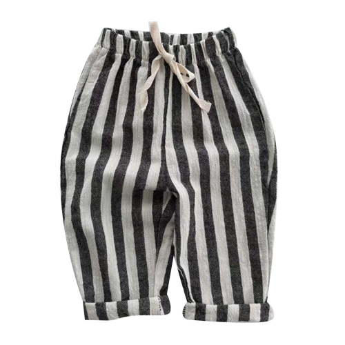 Kiijoy Baby Boys Striped Pants Summer Relaxed Fit Pants Cotton Breathable Trousers, Sizes 0-3M