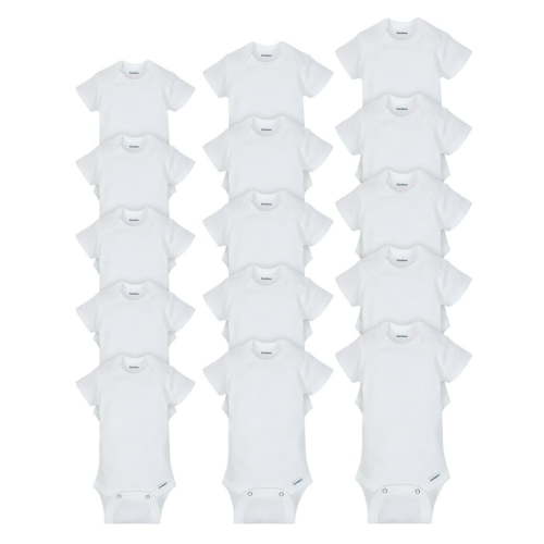 Gerber 15-Pack Cotton Gender Neutral Onesies Short Sleeve Bodysuits Grow-With-Me Bundle, for Baby Boy or Girl
