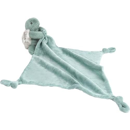 MON AMI 13.5-Inch Taylor The Turtle Plush Lovey | Knotted Security Blanket for Babies | Soft & Cuddly Baby Comforter for Baby Showers & Birthdays