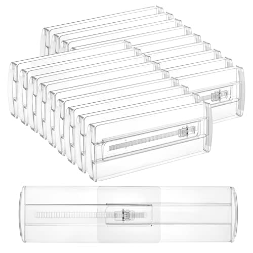 Vtopmart 18 Pack Drawer Dividers for Clothes, 4" High 10.2"-16.6" Adjustable Expandable Dresser Drawer Organizer, Clear Plastic Separators for Dresser, Baby Clothing, Underwear, Cosmetic, Toiletries