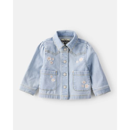 Baby Girl Flower Embroidered Denim Jacket - Light Wash - OshKosh B'gosh | Carter's