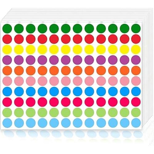 3600 Pcs Coding Circle Dot Stickers 3/4" Round Labels - 10 Assorted Bright Colors for Office Classroom Student Easy to Write