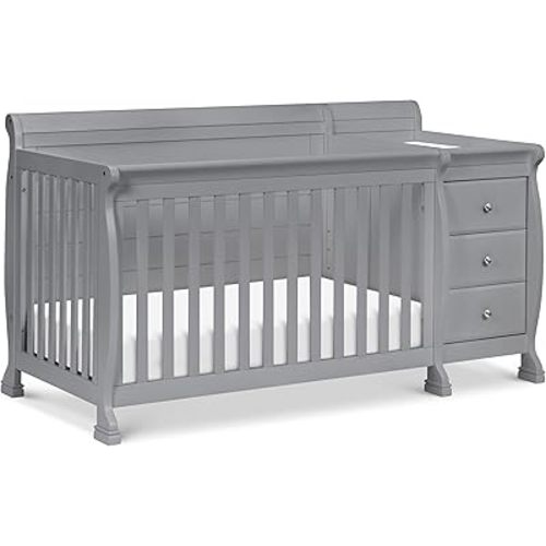 Davinci Kalani 4-in-1 Convertible Baby Crib & Changing Table Combo - GREENGUARD Gold Certified - Toddler Bed, Daybed, Full-Size Bed Conversion - 4 Adjustable Mattress Heights - Gray