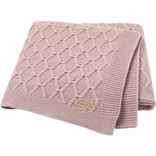 100% Cotton Baby Blanket Soft Knit Toddler Swaddling Blankets for Boy Girls 40 x 30 inches Pink