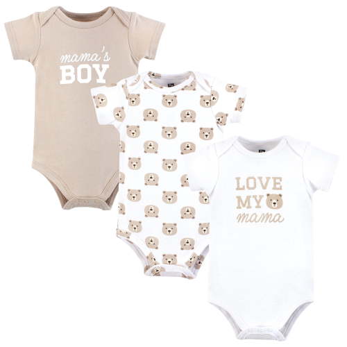 Hudson Baby Infant Boy Cotton Bodysuits, Mamas Boy Bear, 0-3 Months