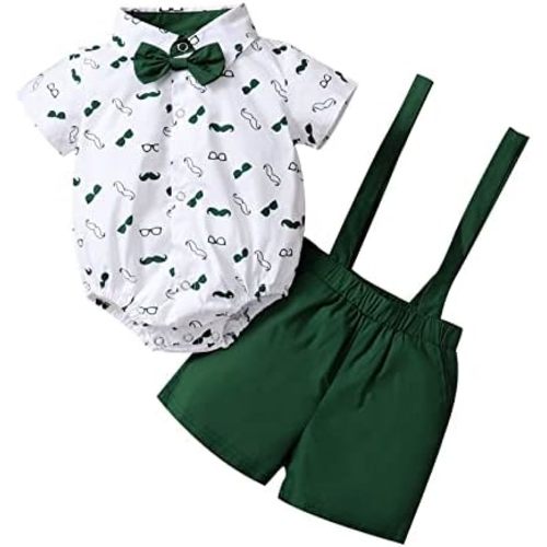Infant Baby Boy Gentleman Outfit Summer Romper Onesie Suspender Shorts Overalls Newborn Dress Clothes