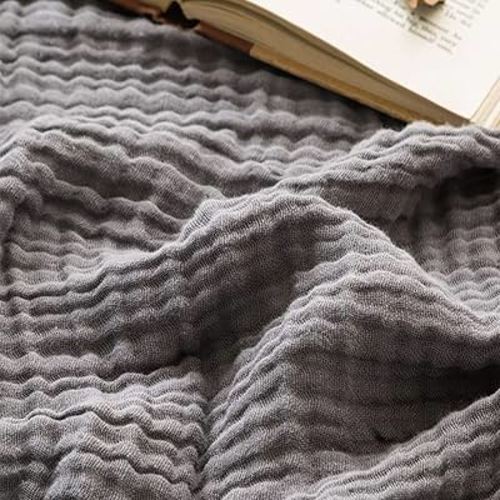 EMME Muslin Blankets for Adults Grey Small Blanket 40" x 50" | Throw Blanket for Couch Breathable Gauze Soft Lightweight Airy Light