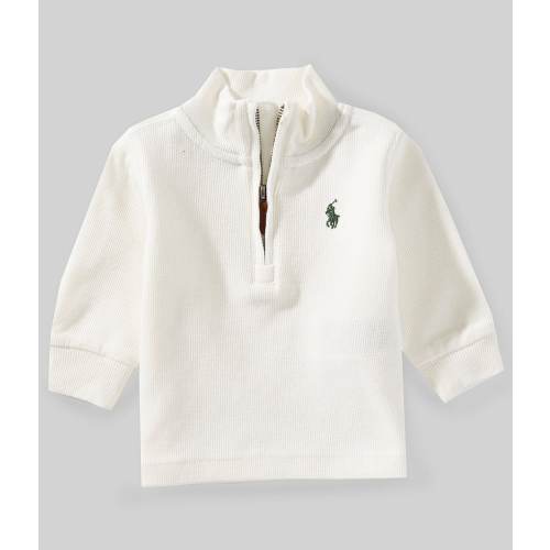Ralph Lauren Baby Boys Long Sleeve Estate-Rib Quarter-Zip Pullover