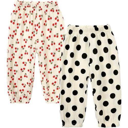 MYGBCPJS Baby Boys Girls Cotton Linen Trousers Kids Casual Ankle Pants Loose Long Bloomers