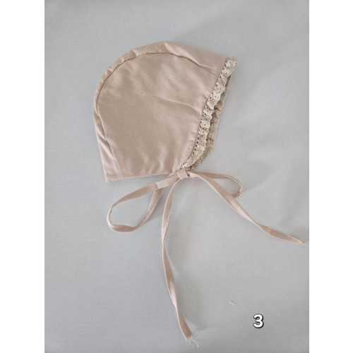 Handmade 100% Cotton Baby Bonnet with Lace-Soft&Cozy