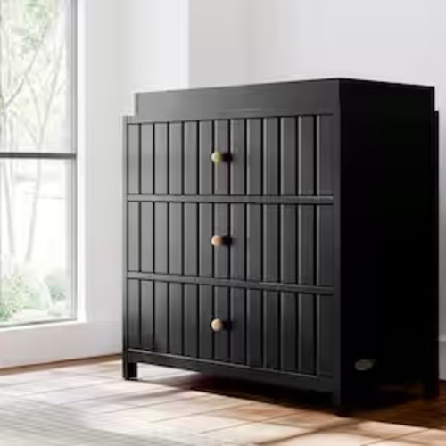 Teddi Black 3-drawer Dresser 35.51 in Wide with Changing Topper
