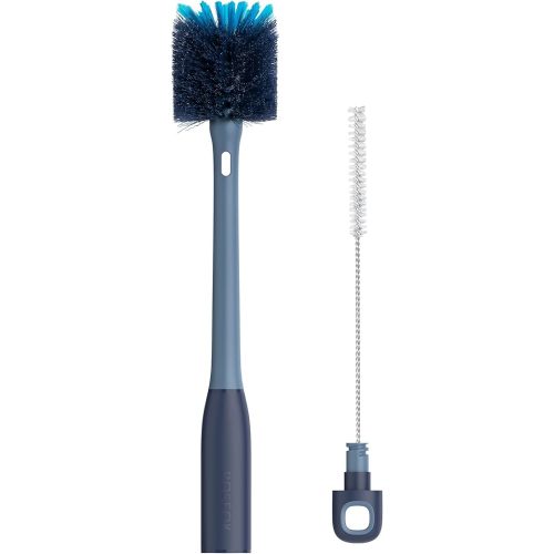 ROSEOK 2in1 Bottle Scrubbing Brush with Straw Brush has Long and Comfortable Handle, Cleaning Glass, Sports Bottle, Coffee Mug,1 Pack, Grayish Blue