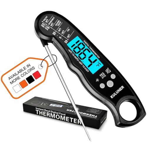 KULUNER Digital Instant Read Meat Thermometer for Cooking, Food,Grill | 1-2 Sec Ultra-Fast Response, Bright Backlit Screen, Waterproof (IP67) Pre-Calibrated & Ready for Use