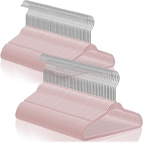 Casafield 100 Velvet Baby Hangers - 11" Size for Infant & Toddler Clothes - Light Pink