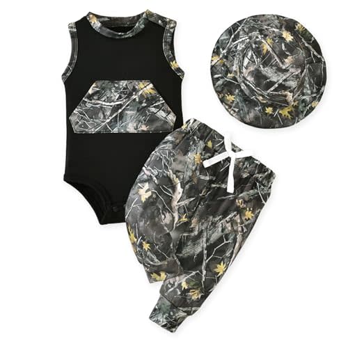 Baby Boy Camo Sleeveless Bodysuit Pants Set 0-18 Months