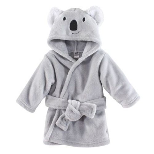 Hudson Baby Infant Plush Animal Face Bathrobe, Koala, 0-9M
