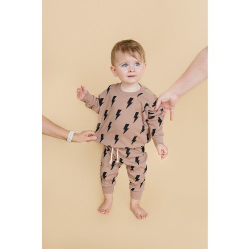 Jogger Set | Mocha Bolts (3-6M)
